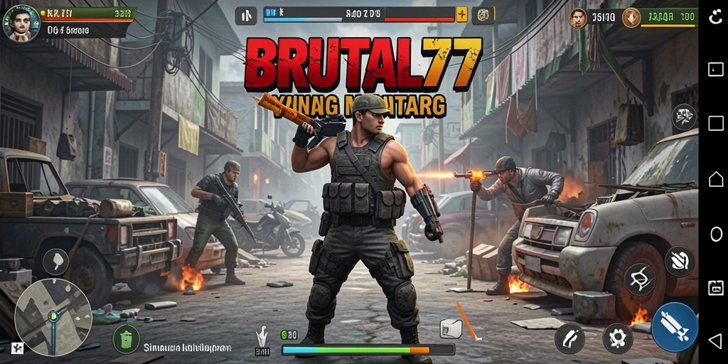 Tampilan gameplay BRUTAL77 yang menarik dan interaktif.