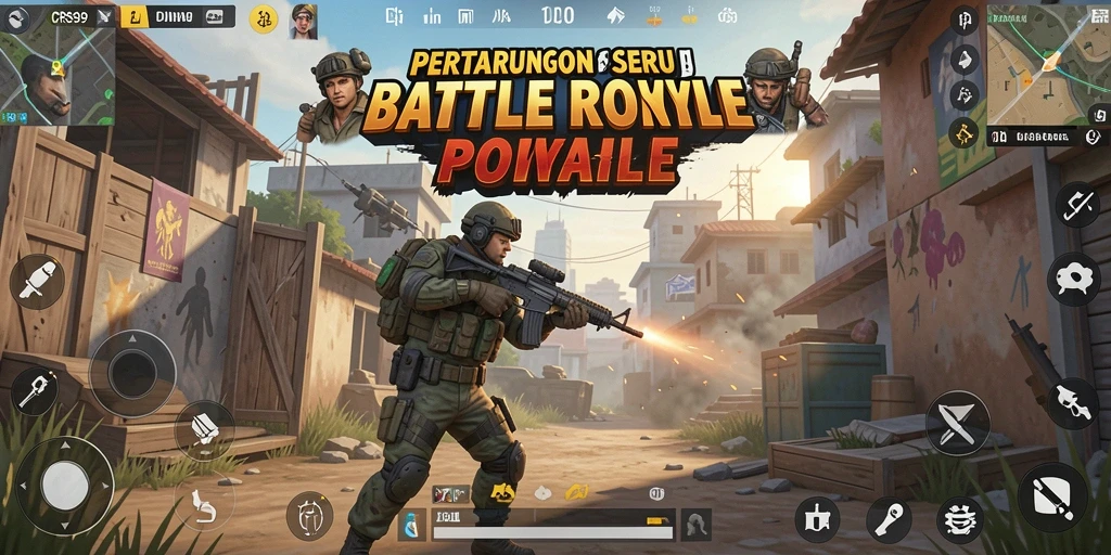 Screenshot permainan CRS99 menampilkan aksi intens Battle Royale.