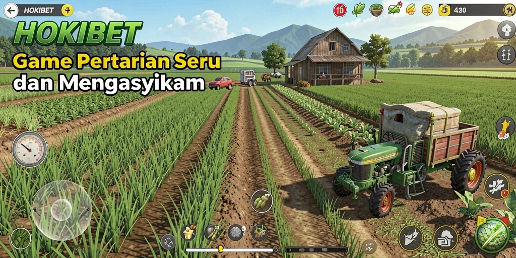 Tampilan gameplay HOKIBET yang menawan dengan aktivitas pertanian.