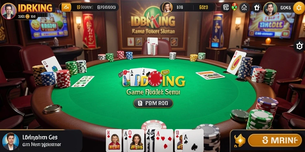 Tampilan gameplay seru dari IDRKING dengan aksi Poker yang mendebarkan.