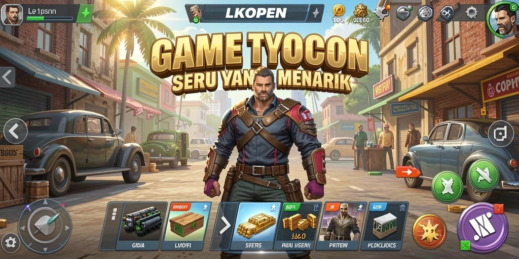 Tampilan gameplay menarik di LKOPEN saat mengelola bisnis Tycoon.