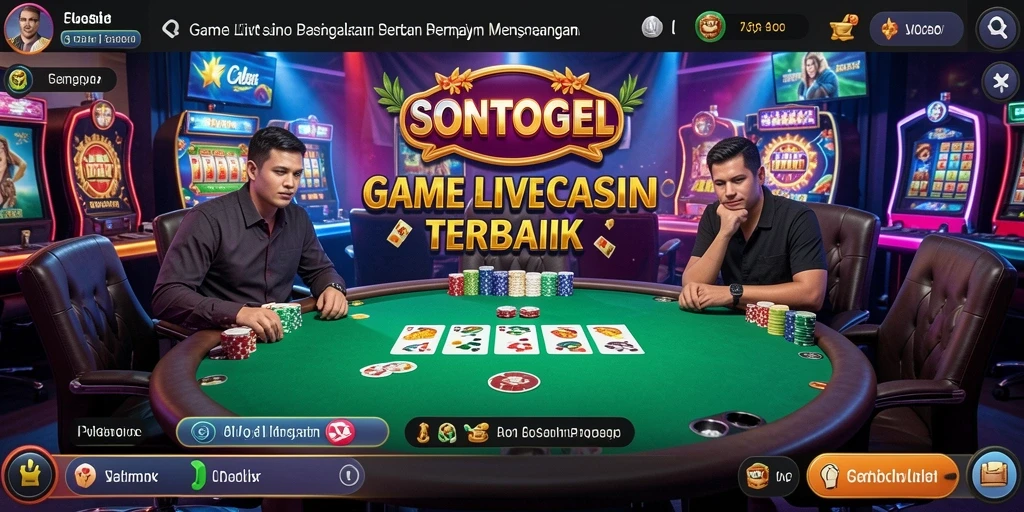 Screenshot gameplay SONTOGEL menampilkan dealer yang ramah dan suasana kasino langsung.