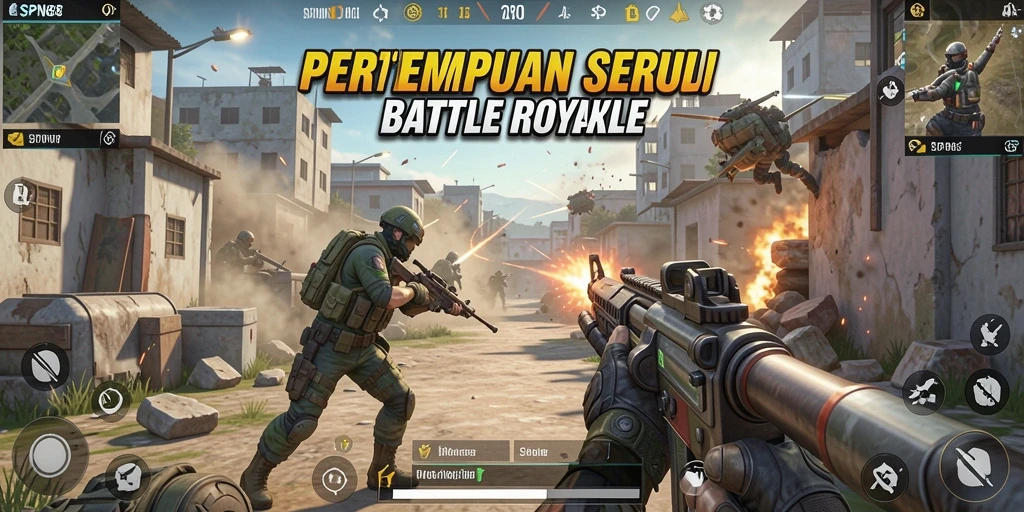 Tangkapan layar SPN88 menampilkan aksi pertempuran yang menegangkan di medan perang Battle Royale.