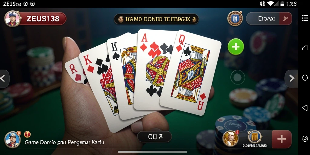 Tampilan utama gameplay ZEUS138 dalam permainan Domino yang seru.